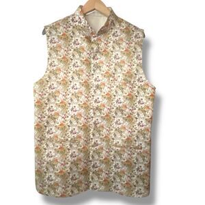 Indian Floral Waistcoat Mens Size 40 Silk Blend Floral Jacket Custom Made